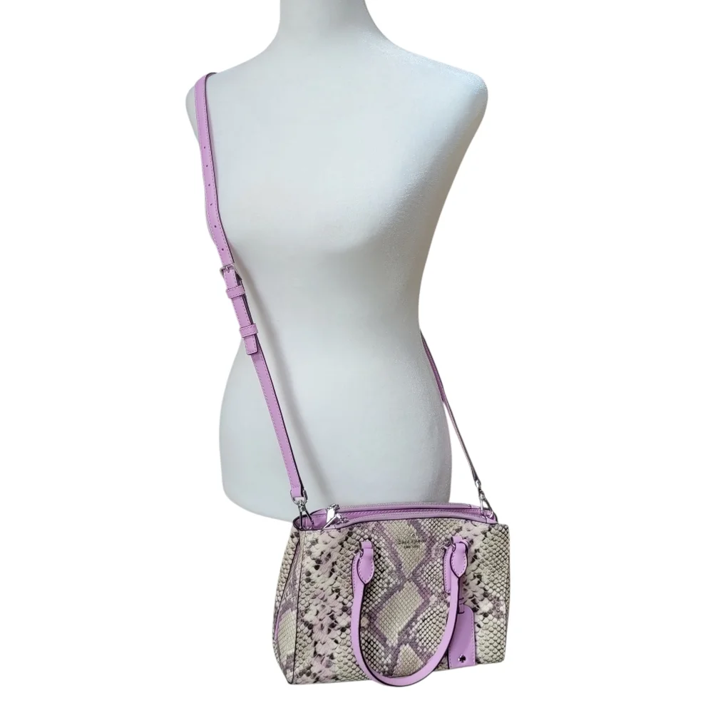 Kate Spade Medium Satchel Lavender Snake Embossed Leather Crossbody Like New